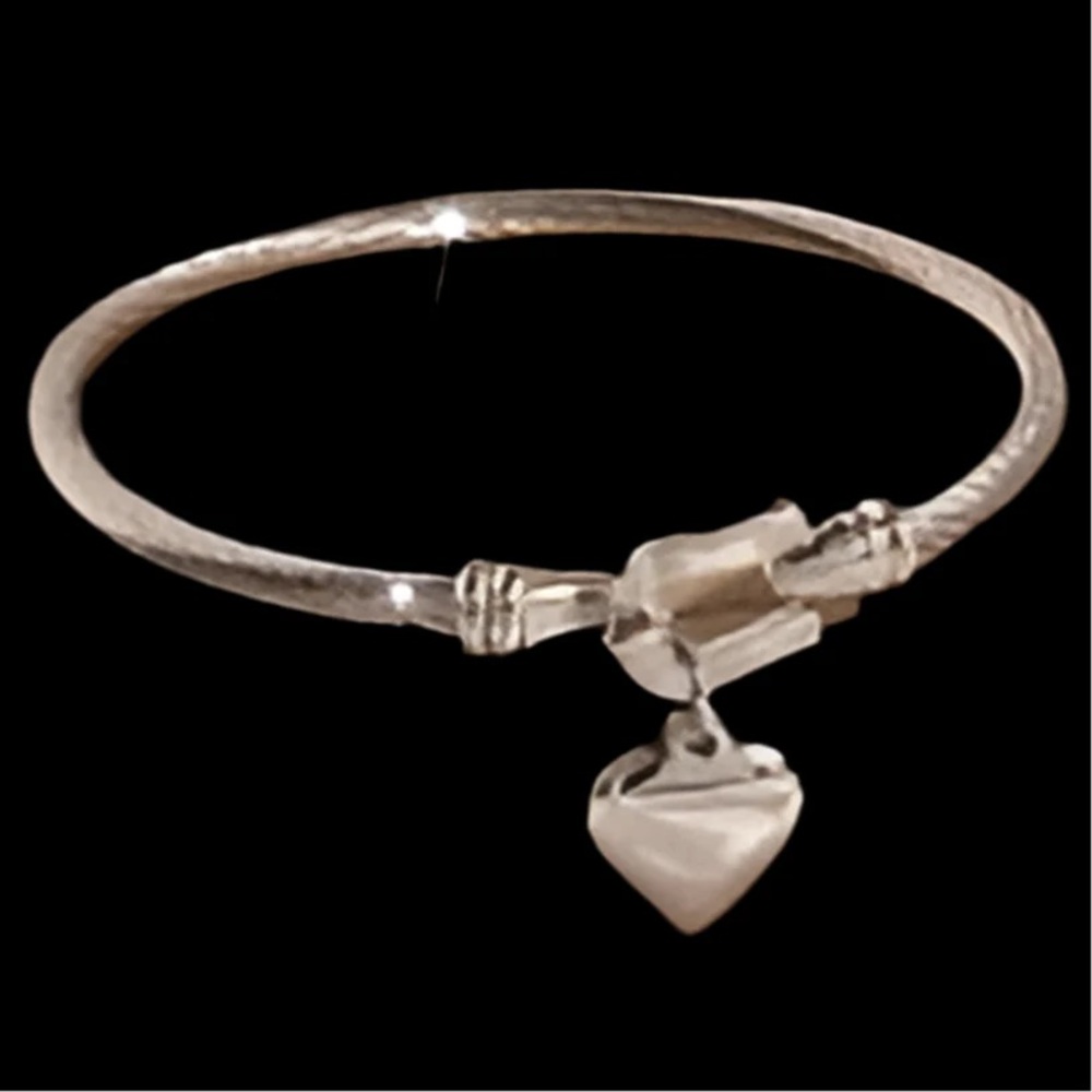 Silver Heart Coil Style Bangle